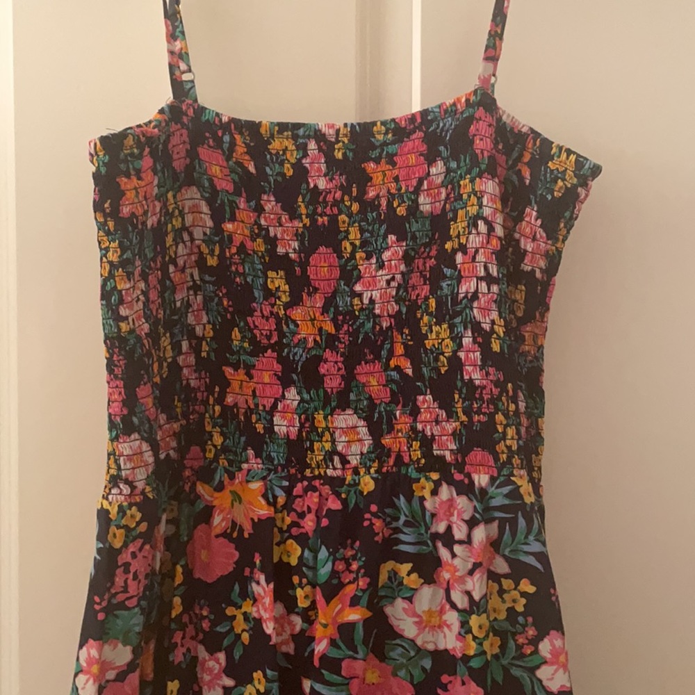 J. Crew Navy Floral Smocked Midi Sundress - Picture 6 of 7